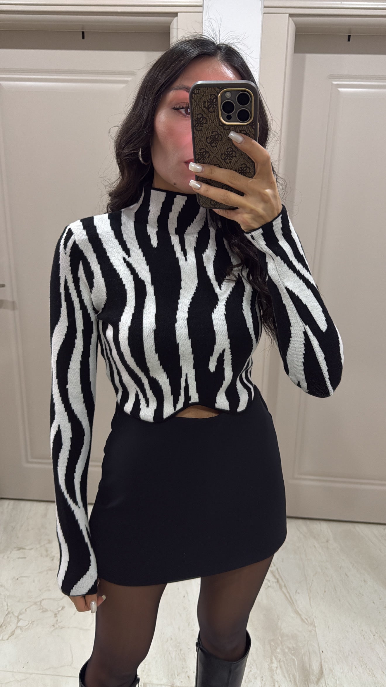 Zebra Desen Crop Kazak