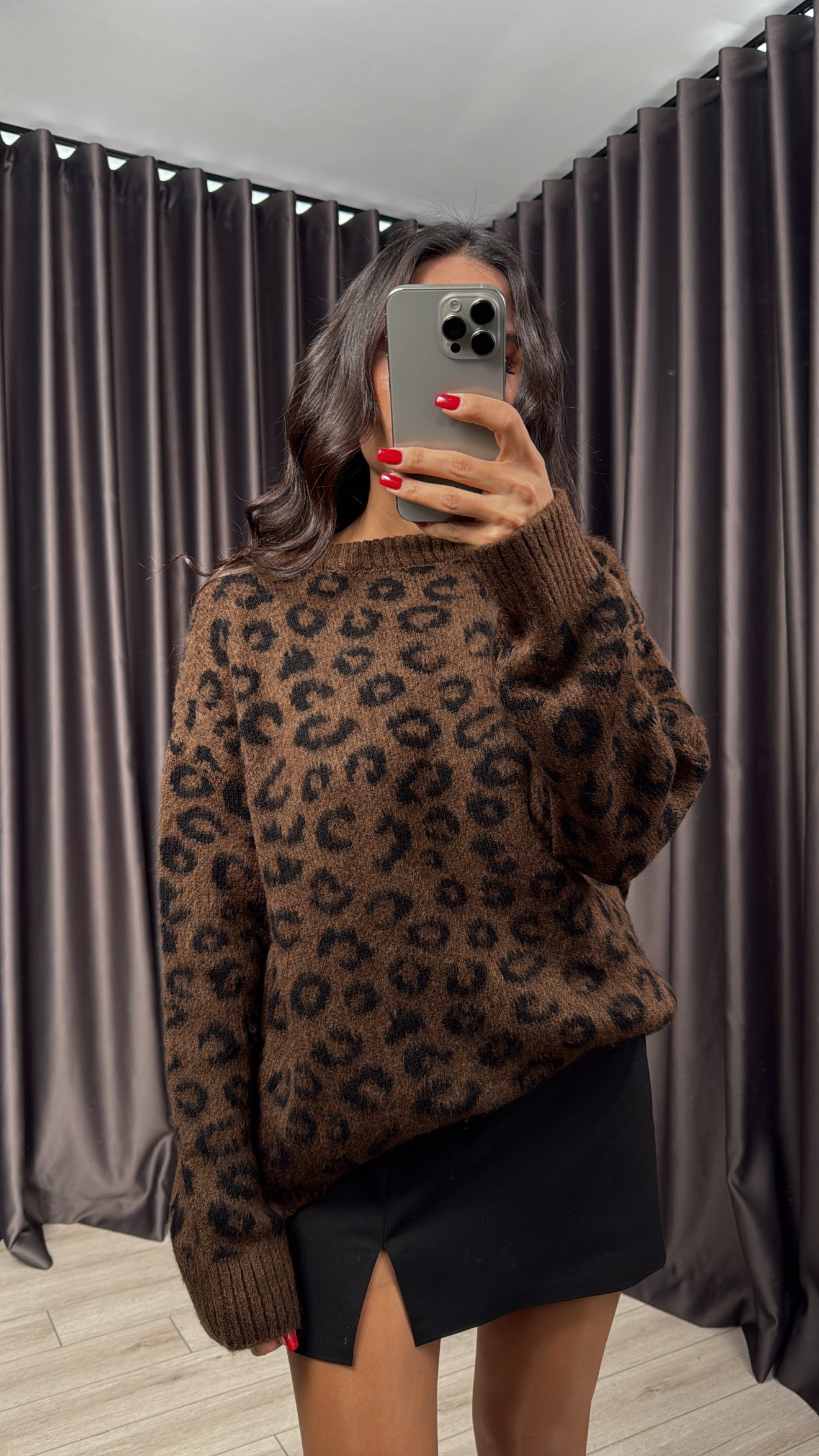 Leopar Desen Uzun Kazak