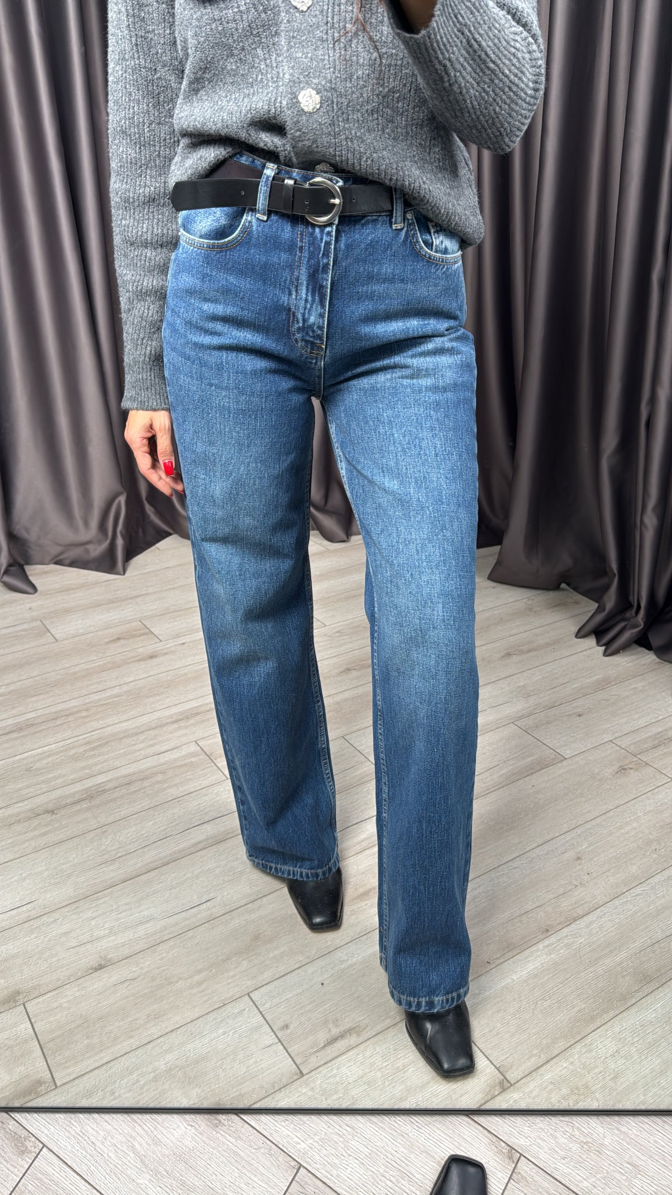 Wideleg Şantuklu Kumaş Kot Pantolon