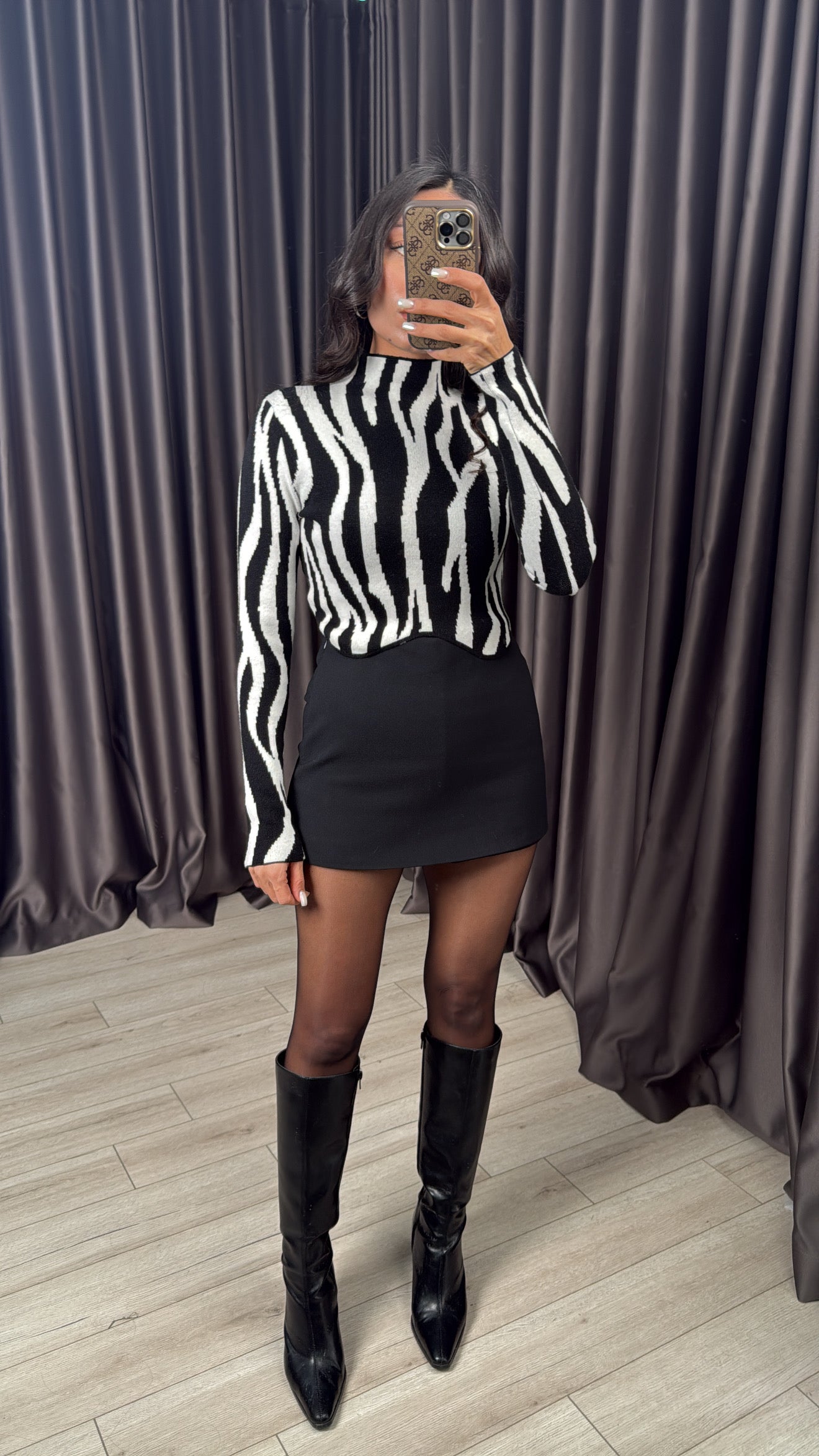 Zebra Desen Crop Kazak
