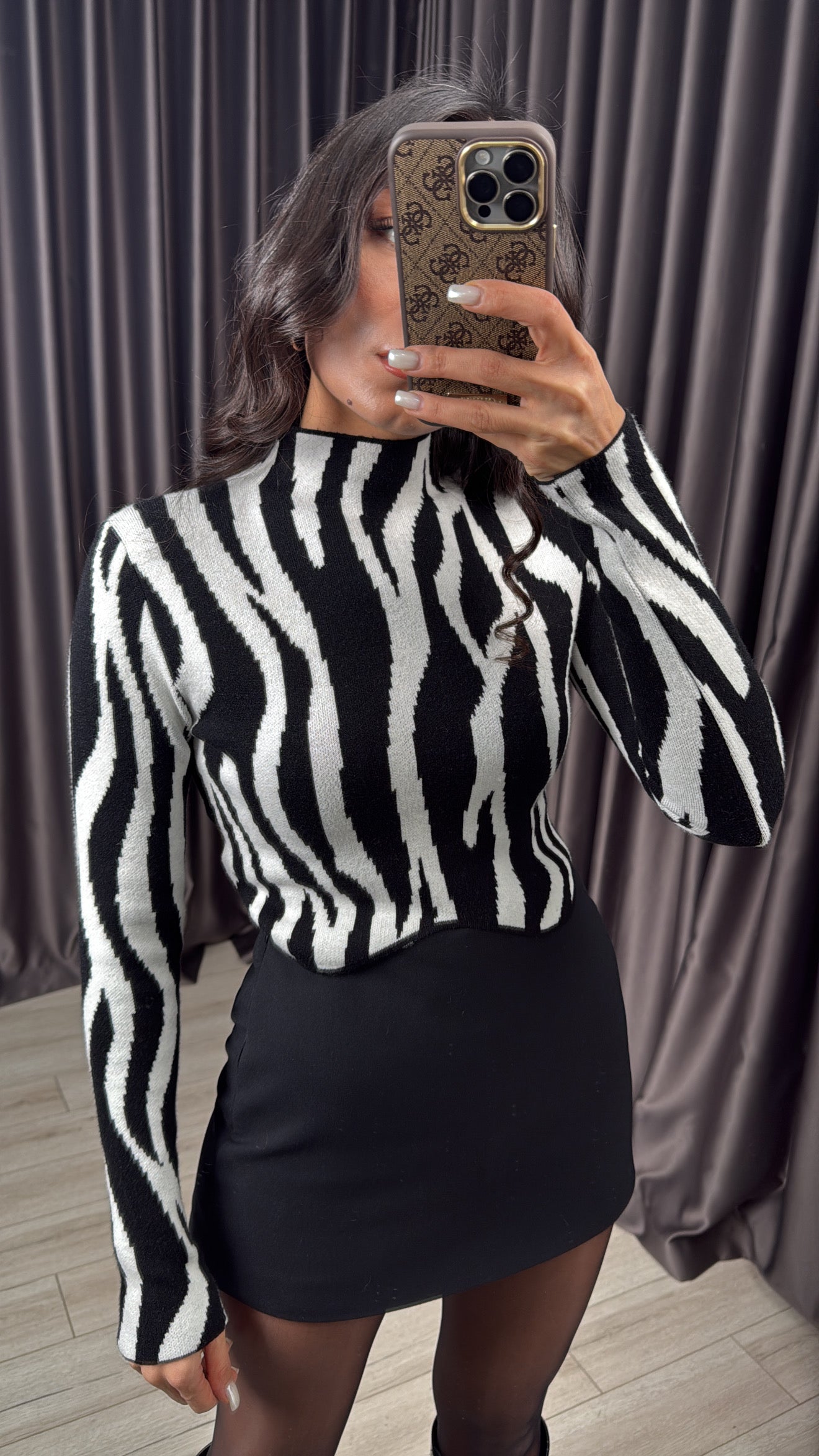 Zebra Desen Crop Kazak
