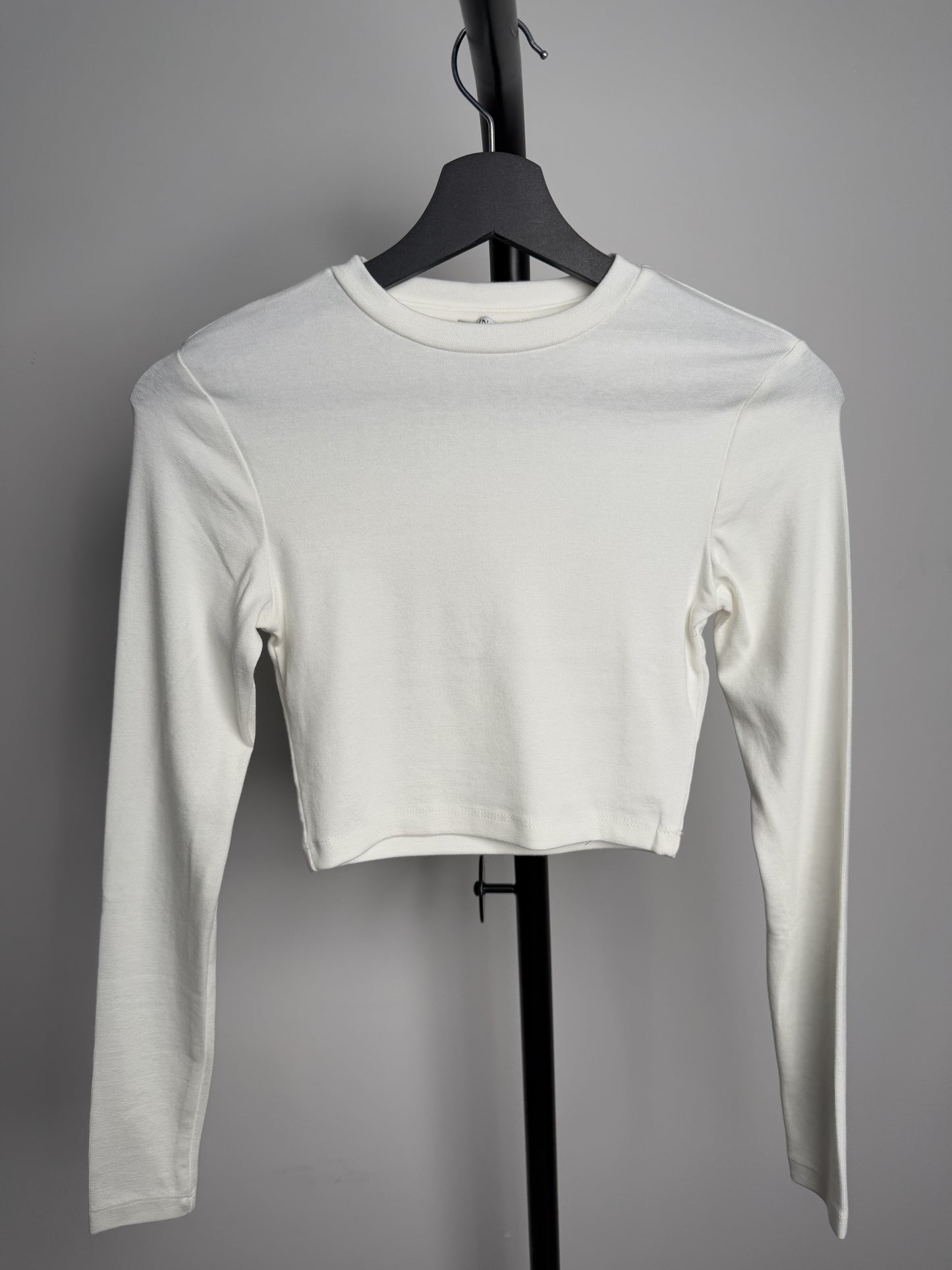 Ekru Uzun Kollu Crop Top