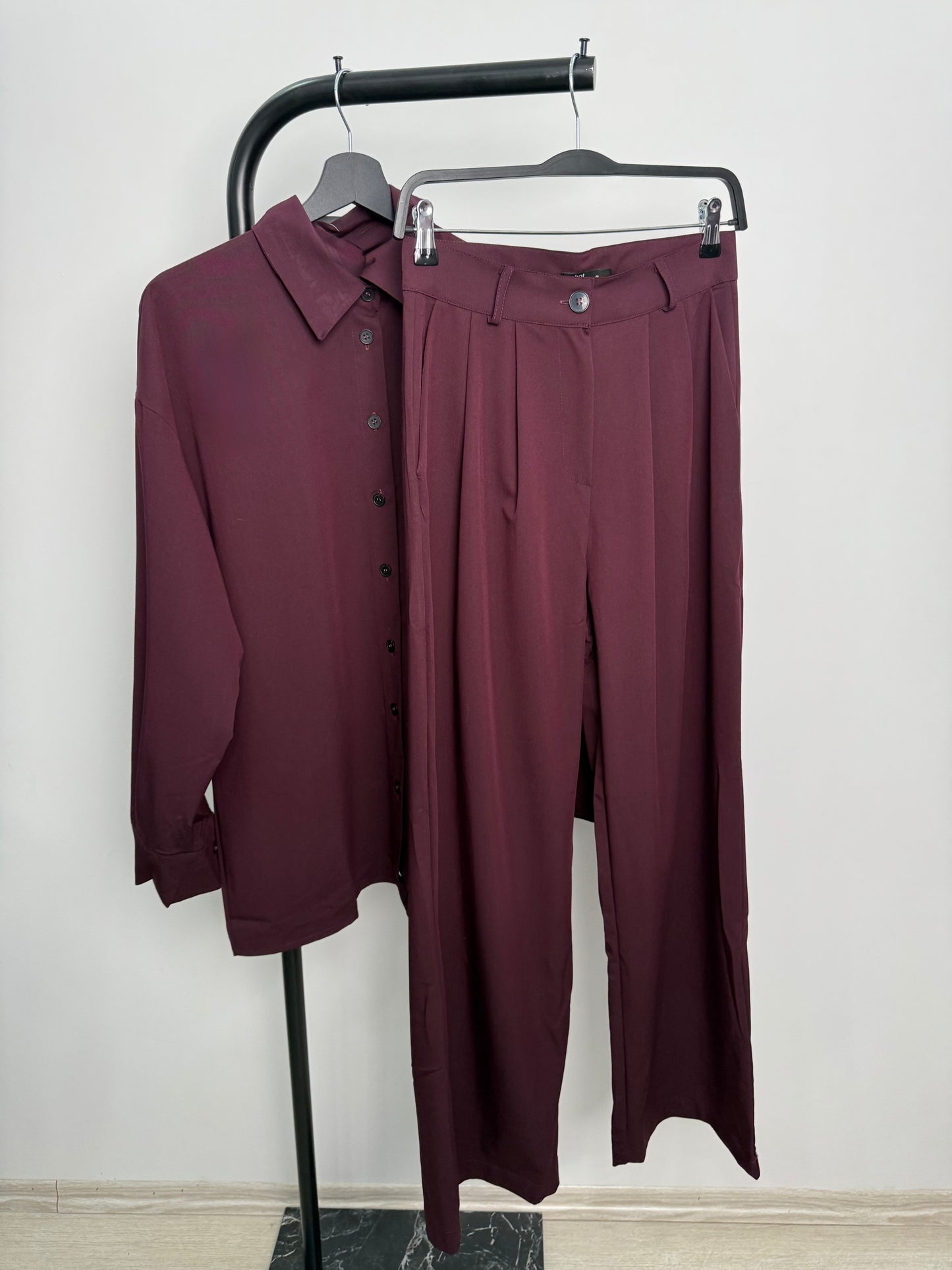 Mürdüm Gömlek Pantolon Takım