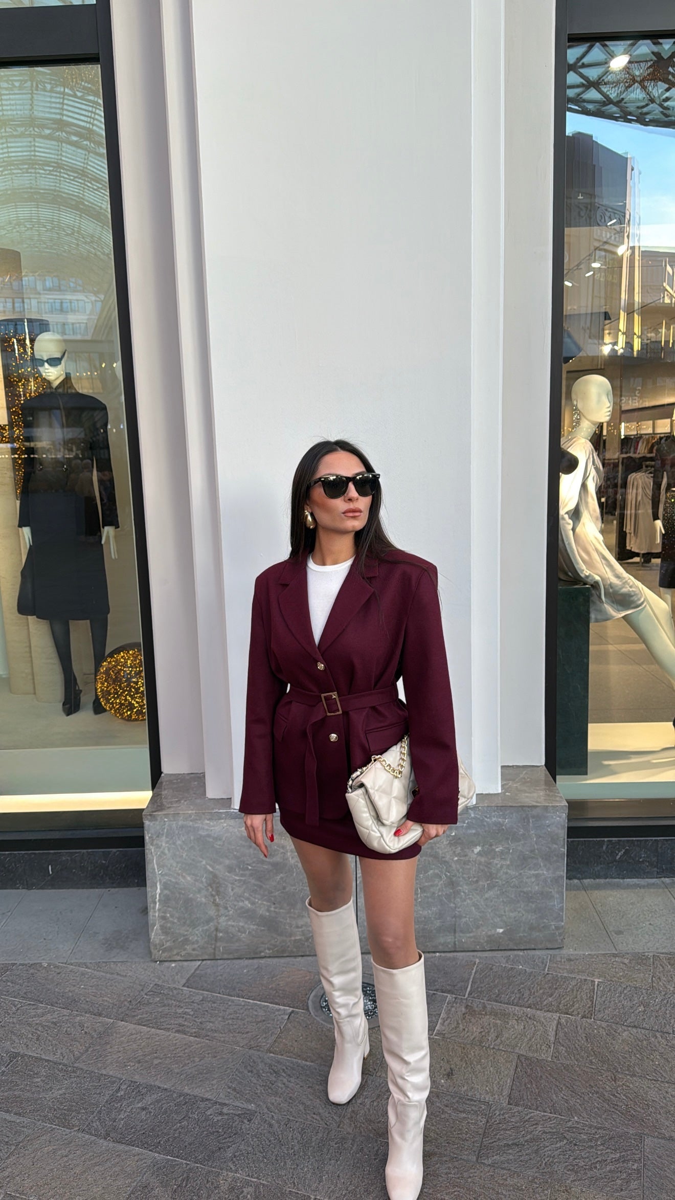 Bordo Kaşe Etek Ceket Takım