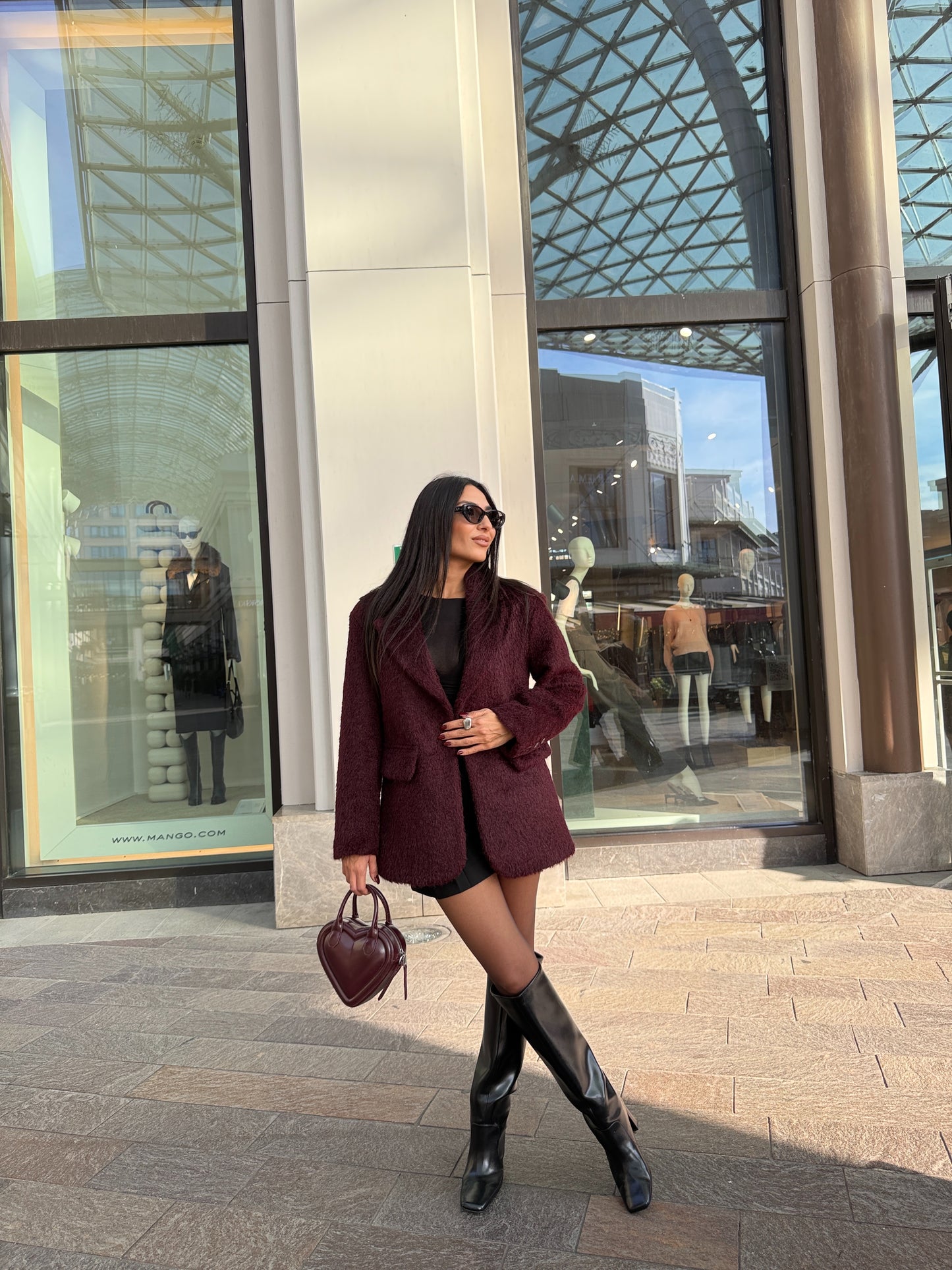 Bordo Özel Dokulu Ceket