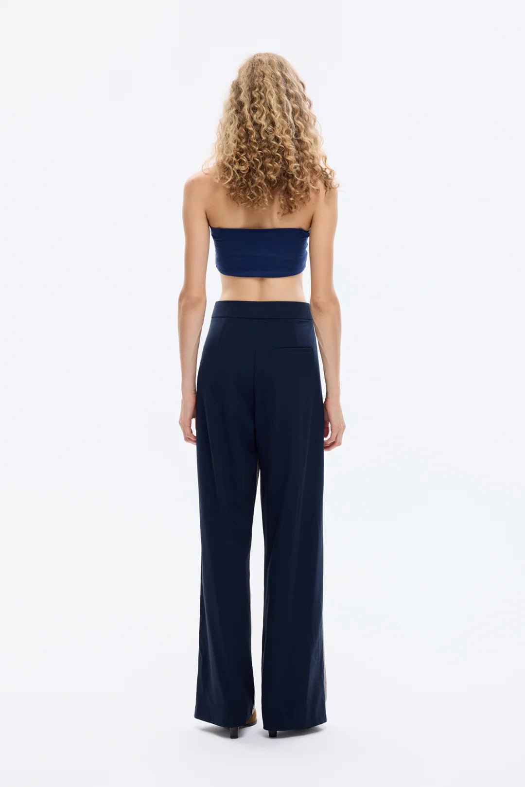 Ekose Garnili Bol Paça Pantolon Lacivert