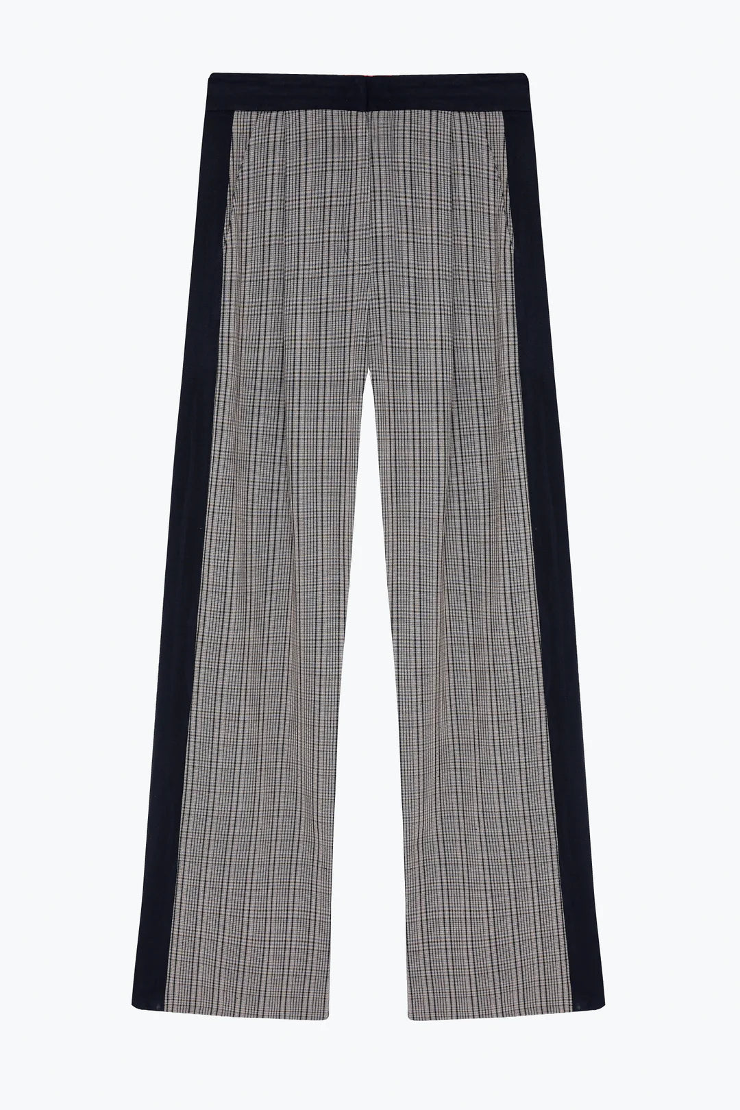 Ekose Garnili Bol Paça Pantolon Lacivert