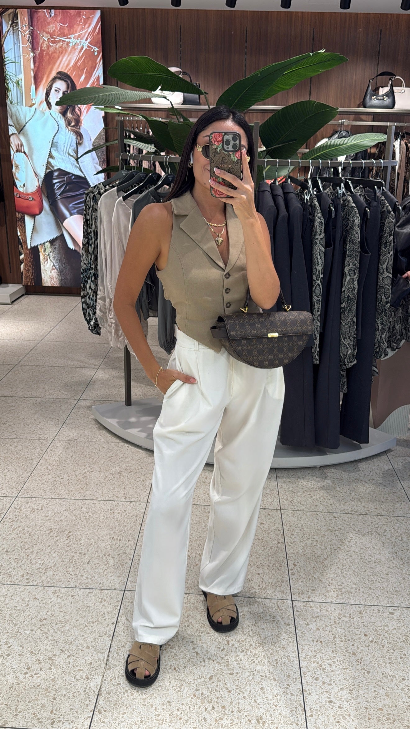 Ekru Maskülen Beli Lastikli Palazzo Pantolon